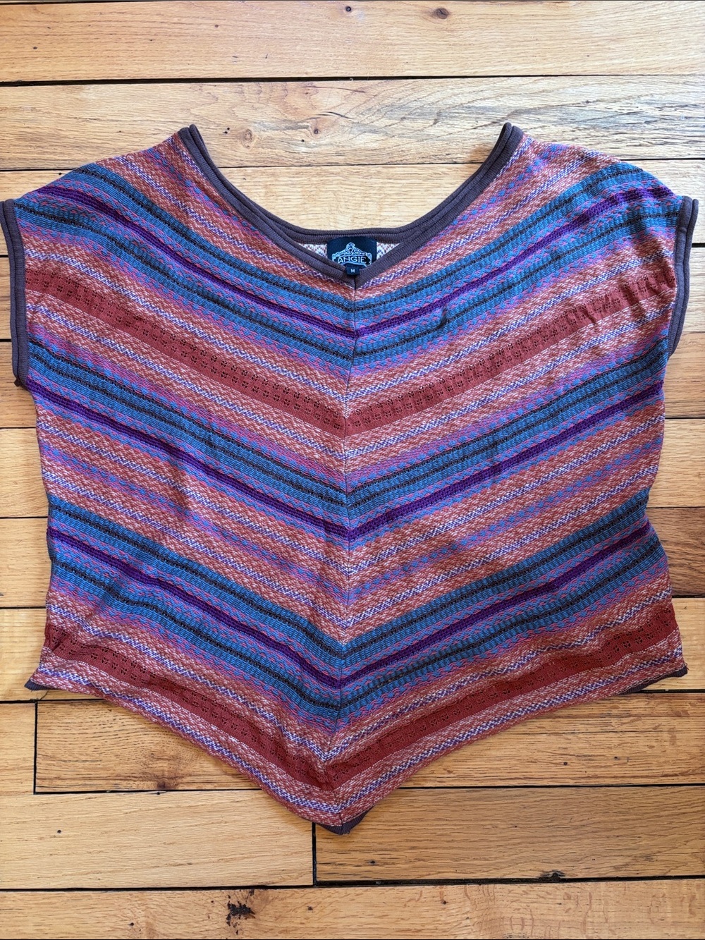 Angie Chevron Striped Crop Top in Rust, Blue & Purple